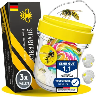 Produktbild von SilverRack Wespenfalle 3er Set - Wespenfalle für draußen - Wespen vertreiben - Mittel gegen Wespen - Wespenabwehr