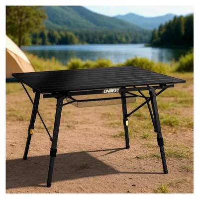 Produktbild von Klappbarer Campingtisch für 2 Personen – Leichter Alu-Klapptisch mit Netztasche und Tragetasche – Ideal für Camping, Garten, Angeln und Outdoor