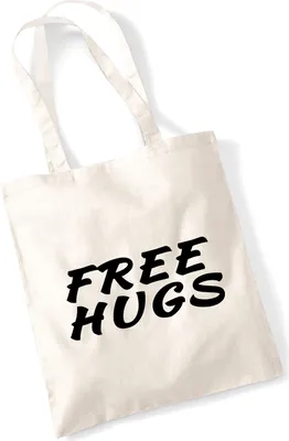 Produktbild von Huuraa Jutebeutel Free Hugs Schriftzug 10 Liter Natural Baumwolle Tasche Geschenkidee