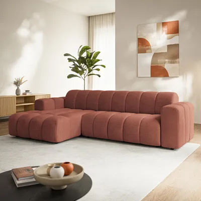Produktbild von Masseno Ecksofa SETIA L-Form Sofa, Wohnzimmersofa, Couch, Soffa, Couchgarnitur - Orange, ARAGON 59