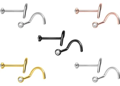 Produktbild von Nasenpiercing, Nasenstecker Titan Nasenstecker Spirale FLACHE KRISTALLDISC RoséGold | Kristall: Kristallklar Stabstärke: 0,8 mm