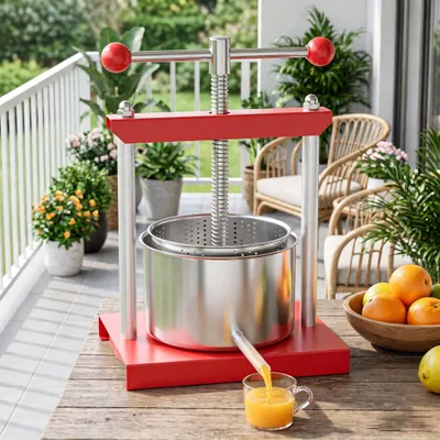 Immagine prodotto di TANYEAR, pressa per frutta manuale, capacità 3 litri, realizzata in acciaio con cestello di pressatura in acciaio inossidabile, ideale per la produzione di succo di frutta