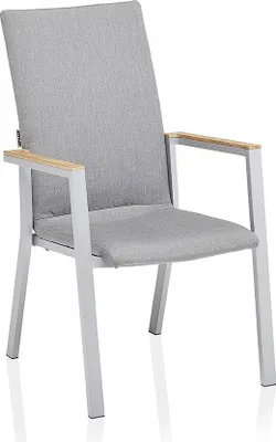 Produktbild von Kettler Stapelsessel RASMUS mit hoher Rückenlehne, Aluminium Silber / Sunbrella (100 % Polyacryl) Flanelle