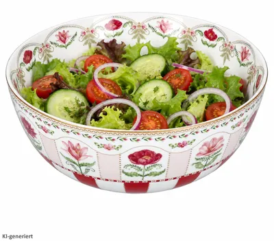 Immagine prodotto di Ciotola da portata decorata con fiori, diametro 23 cm, in porcellana, ideale per insalate e frutta