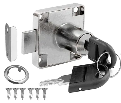 Produktbild von Schrankschloss Möbelschloss Schubladenschloss - 22 mm - Gleichschließend - Mit 2 Schlüsseln - Silber - Für Schubladen und Schränke
