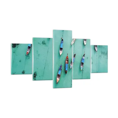 Produktbild von Bilder auf glas - 5 Teile - Boote mit Luft - 125x70cm - Glasbilder - Wandbilder - Bilder - zum Aufhängen bereit - Wanddekoration aus Glas - Glas Bilder - Wandbild auf Glas - GEA125x70-4362