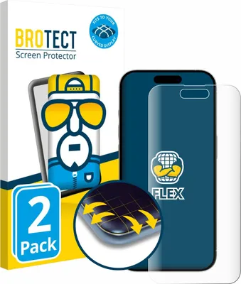 Produktbild von 2x BROTECT Fullscreen Schutzfolie für Apple iPhone 15 / 15 Pro Displayschutz Folie Fullcover Klar Transparent