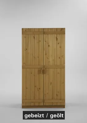 Produktbild von Kleiderschrank Schrank Wäscheschrank 2-türig Kiefer massiv, Farbe:Weiß