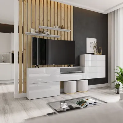 Zdjęcie produktu dla Nowoczesna ściana do salonu BRADT 52 - biała