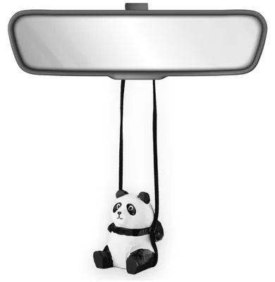 Immagine prodotto di Ornamento per auto a forma di panda, in legno, intagliato a mano e dipinto, altezza 6,3 cm