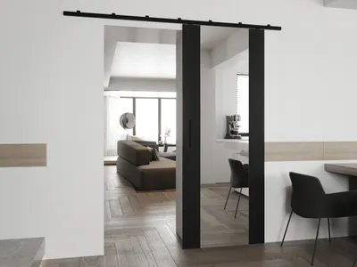 Obrázek produktu pro Interiérové zrcadlové posuvné dveře CONROE 2 - 90 cm, černé