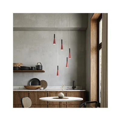 Immagine prodotto di Lampadario a sospensione CONE Oro-Rosa Nero 5x7W 3000K Perenz