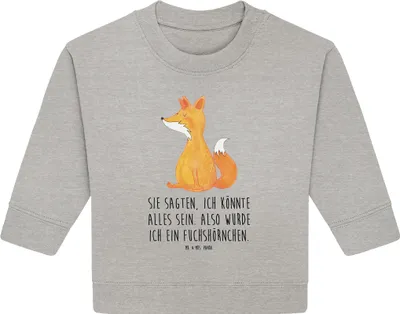 Produktbild von Mr. & Mrs. Panda Organic Baby Pullover Einhorn Wunsch 6. - 12. Monat - Heather Grey - Geschenk, Füchse, Fuchshörnchen, Einhörner, Unicorn, Bullover, Unicorns, Fuchs