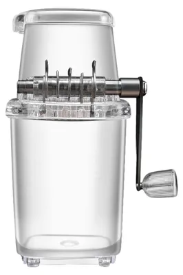 Image de Concassateur de glace manuel, 1,25 litre - Lames en acier inoxydable - Broyeur de glace portable - Design transparent - Idéal pour les smoothies et les cocktails