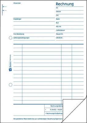 Produktbild von Formularbuch Rechnung A5 hoch VE=10x2x50 Blatt
