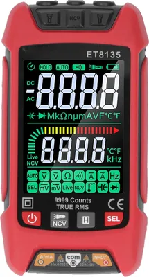 Obrázek produktu pro Digitální multimetr Tester 9999 čítačů Barevná obrazovka AC DC Měřič napětí a odporu s podsvícením ET8135