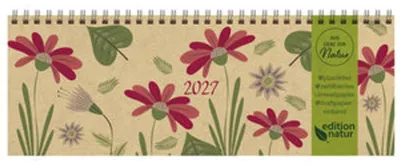 Productafbeelding van Tischkalender Editie Natuur Bloemen 2027: 1 week, 2 pagina's. Bureaukalender, duurzame tafelkalender. Formaat: 29,8 x 10,5 cm