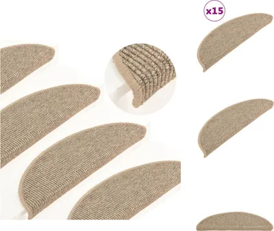 Obrázok produktu pre vidaXL Samolepiace rohože na schody 15 ks 56x17x3 cm tmavo béžová - Rohože na schody