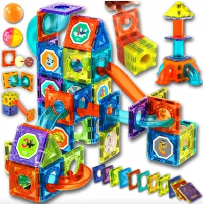 Produktbild von Magnetbausteine für Kinder, Konstruktion, 3D-Lernspielzeug, Murmelbahn, 68 Teile