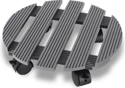 Zdjęcie produktu dla Wózek na rośliny WPC 30 x 30 x 7,5 cm, do użytku wewnątrz i na zewnątrz, nośność 80 kg, odporny na warunki atmosferyczne, szary, okrągły