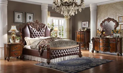 Obrázek produktu pro Čalounění postele Design dvoulůžkové hotelové postele Spací pokoj Kožený Chesterfield