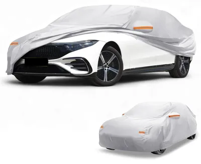 Image de Housse de protection pour voiture, imperméable, 165 pouces, tissu 190T-PU, avec fermeture éclair sur le côté droit, adaptée à toutes les conditions météorologiques