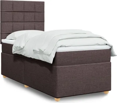 Produktbild von "2026 Promotion" Boxspringbett mit Matratze - Dunkelbraun - 90x200 cm - Stoff - Polsterbett CC15564