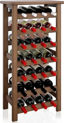 Produktbild von Weinregal Bambus 28 Flaschen 7 Etagen freistehend Küche Speisekammer Keller Bar Walnuss