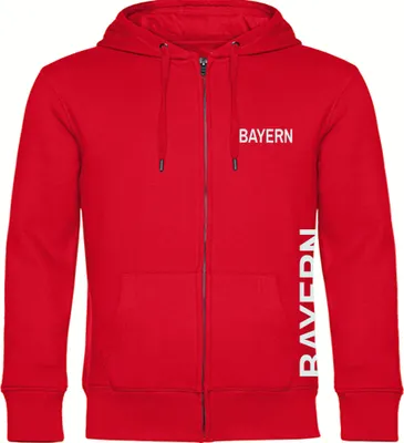 Produktbild von multifanshop Kapuzen Sweatshirt Jacke - Bayern - Brust & Seite, rot, Größe L