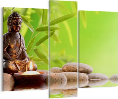 Produktbild von Bild auf Leinwand - Leinwandbild - Buddhismus Feng Shui Spa Bambus - 95x80cm - Wand Bild - Wanddeko - Leinwanddruck - Bilder - Kunstdruck - Wanddekoration - Leinwand bilder - Wandkunst - CB95x80-2392