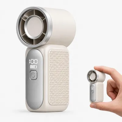 Produktbild von Handventilator, Tragbarer Faltbarer USB Lüfter, 5 Windgeschwindigkeit Mini Ventilator Hand Ventilatoren mit 3000mAh Akku