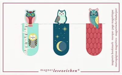 Produktbild von MOSES Magnetlesezeichen 3 St. Nachteulen Eule Lesezeichen