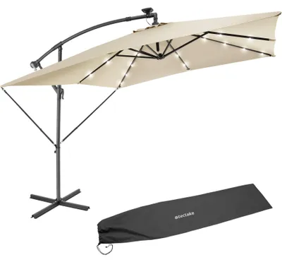 Image de Parasol à LED solaire Sunna avec manivelle 2,5 x 2,5 m - beige