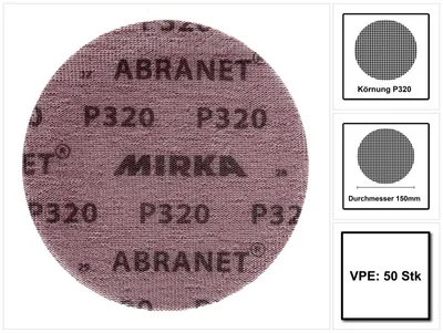 Zdjęcie produktu dla Mirka ABRANET tarcze szlifierskie Grip 150mm P320 50 szt. ( 5424105032 )