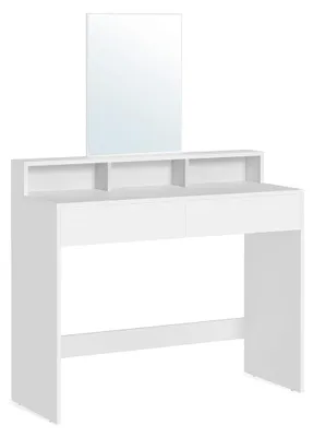 Produktbild von Schminktisch aus weißer Spanplatte – viel Stauraum – stabile Konstruktion – 40 x 100 x 140 cm