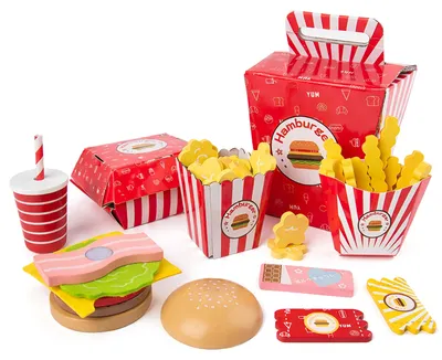 Produktbild von Holz-Happy-Meal-Set – Burger mit Pommes
