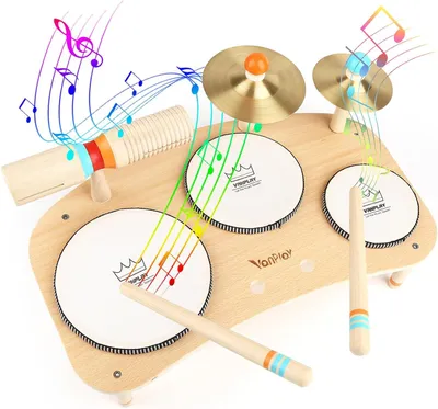 Produktbild von Holz Trommelset 8-in-1, Musikalisches Spielzeug, für Kinder von 3 bis 5 Jahren, Musikinstrument