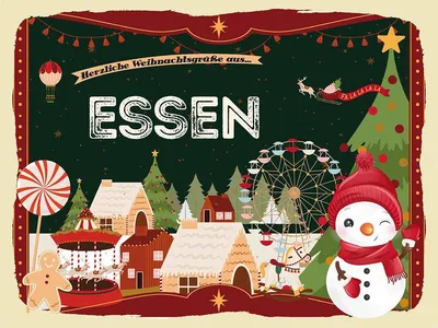 Produktbild von vianmo Holzschild 30x40 cm Weihnachtsgrüße aus ESSEN Weihnachten