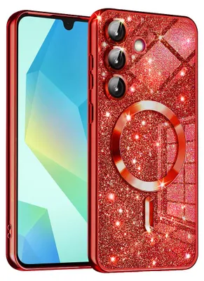 Produktbild von Techsuit Luxury Glitter Back Cover Hülle mit MagSafe für Samsung Galaxy A16 - Rot