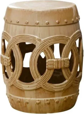 Zdjęcie produktu dla Drobny azjatycki ceramiczny stołek ogrodowy Porcelanowy szkliwiony ceramiczny stołek Chiński stołek Stołek bębnowy Stołek ogrodowy do wewnątrz / na zewnątrz 242-502-beżowy