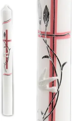 Produktbild von Kerze zur Kommunion Taufe Kommunionkerze Taufkerze Set inkl. Kerzenhalter 35/400 für Mädchen C101RS