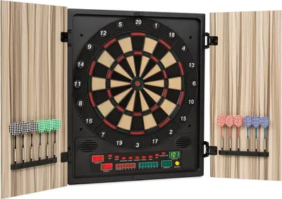 Produktbild von oneConcept - Dartmaster 180 Dartautomat, Dartscheibe elektronisch, E-Darts, Dartboard mit bis zu 8 Spieler, virtueller Gegner, LED-Anzeigen, 12 Pfeile, Beige