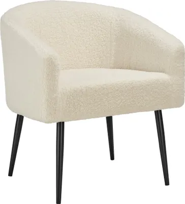 Image de Fauteuil Mysig beige, rembourrage épais et tissu bouclette - crème