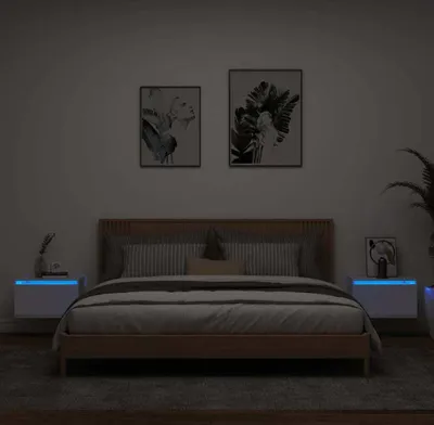 Obrázok produktu pre Maison Exclusive - Nástenné nočné stolíky s LED osvetlením, 2 ks, biele