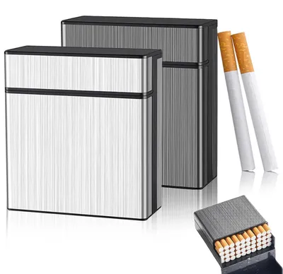 Imagen del producto de Caja metálica para cigarrillos, de aluminio, lote de 2 unidades, para 40 cigarrillos, portátil