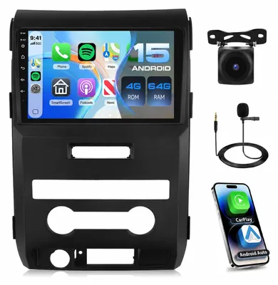 Immagine prodotto di Autoradio da 9 pollici con 4 GB di RAM e 64 GB di memoria interna, con CarPlay e Android Auto wireless, navigatore integrato e telecamera per la retromarcia