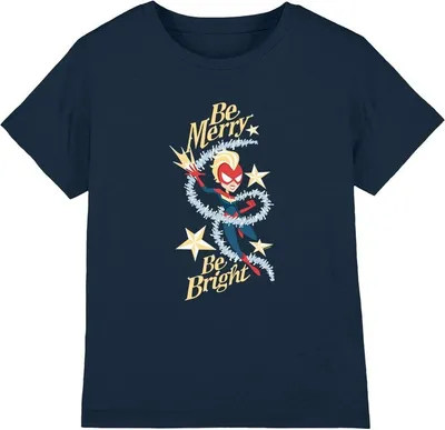 Produktbild von Captain Marvel - "Be Merry Be Bright" T-Shirt für Kinder TV4871 (116) (Marineblau)