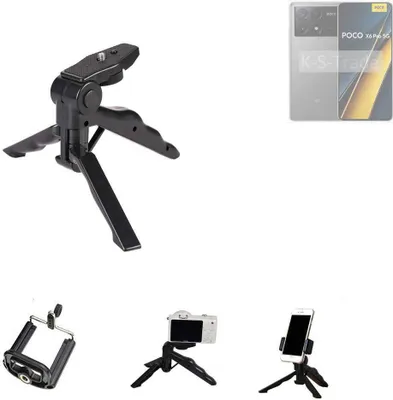 Produktbild von K-S-Trade Stativ Tisch-Ständer Dreibein Handy-Stativ Ständer kompatibel mit Xiaomi POCO X6 Pro 5G Mini-Stativ Smartphone Tripod Handy-Stativ aus