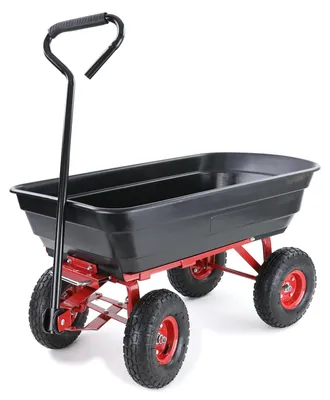 Transportwagen Gartenwagen Schubkarre Handwagen Kippfunktion 250 kg Schwarz Rot – Produktansicht