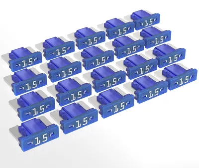 Image de Miniature fusibles plats AUPROTEC pour automobile, 15A, couleur bleue, lot de 20